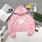 Heart Loose-fit Cropped Hooded Sweatshirt
