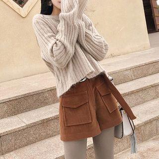 Set: Plain Sweater + Wide Leg Shorts