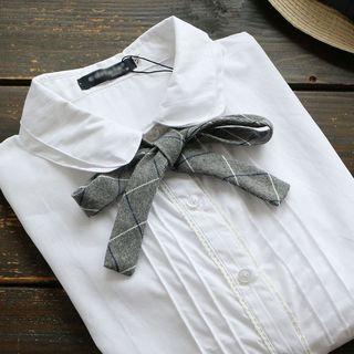 Tie-neck Pleated Shirt