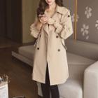 Double-breasted Lantern-sleeve Trench Coat