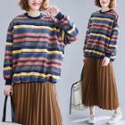 Striped Round-neck Long-sleeve Sweatshirt Color - L