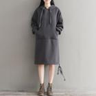 Hooded Long-sleeve Sweatshirt A-line Dress