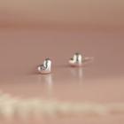 Heart Sterling Silver Stud Earring 1 Pair - Love Heart - Silver - One Size