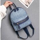 Linen Blend Strapped Mini Backpack