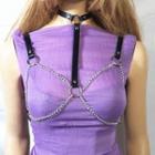 Faux Leather Chained Choker Body Harness