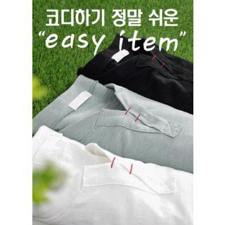 Round-neck Stitch-trim T-shirt