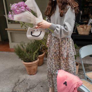 Inset Sweatshirt Floral Layered Skirt