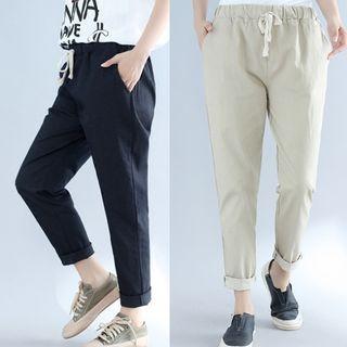 Drawstring Plain Pencil Pants