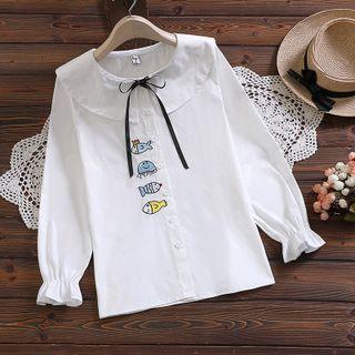 Cartoon Fish Embroidered Blouse