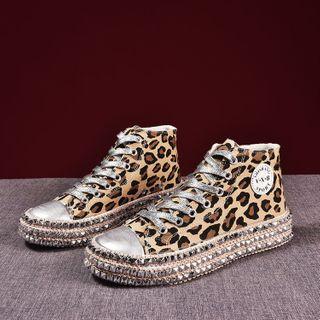 Studded Platform Lace-up Sneakers