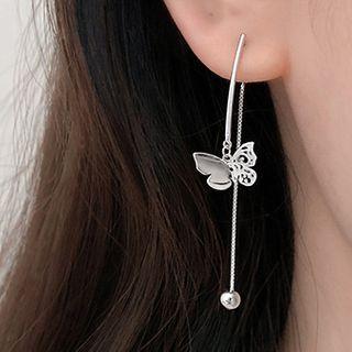 Alloy Butterfly Dangle Earring 1 Pair - Alloy Butterfly Dangle Earring - White Gold - One Size