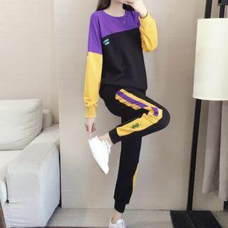 Paneled Lettering Pullover / Lettering Sweatpants / Set