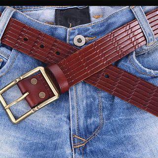 Patterned Genuine-leather Belt