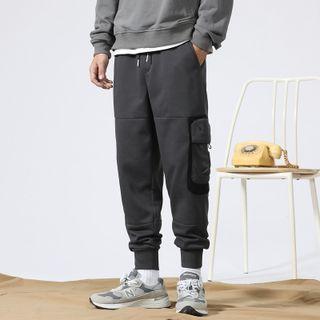 Drawstring-waist Flap Pocket Sweatpants