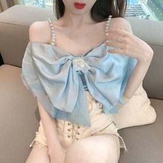 Ribbon Chiffon Off-shoulder Top