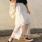Ruffle A-line Midi Skirt White - One Size