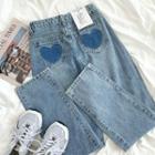 Heart Applique Straight-fit Jeans