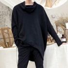 Cowl-neck Oversized Sweatshirt Black - One Size