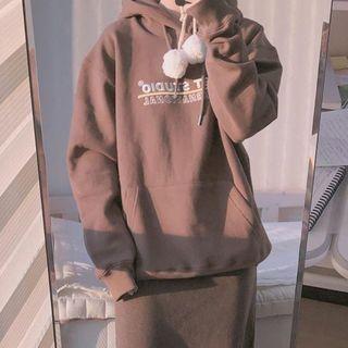 Embroidered Drawstring Oversize Hoodie