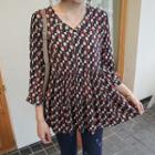 Buttoned Patterned Blouse