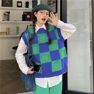 Checker Print Sweater Vest / Shirt