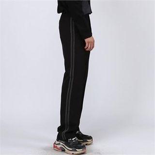 Stitched-trim Straight-cut Sweatpants