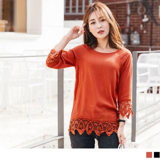 Lace Trim Round Neck Top