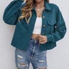 Cropped Corduroy Button-up Jacket