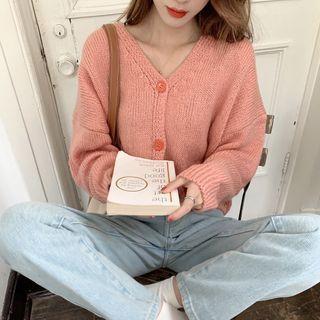 Long-sleeve Cardigan Pink - One Size