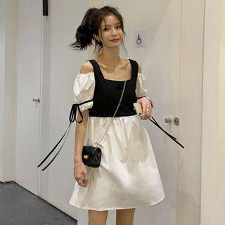 Cold-shoulder Paneled A-line Dress / Cropped Camisole Top / Midi A-line Skirt