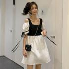 Cold-shoulder Paneled A-line Dress / Cropped Camisole Top / Midi A-line Skirt