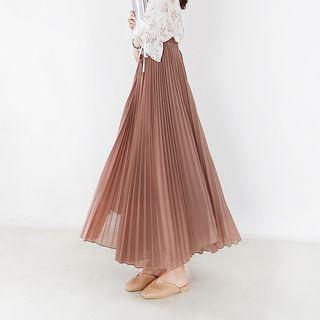 Accordion Pleat Wide-leg Chiffon Pants