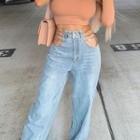 Chain-accent High-waist Jeans