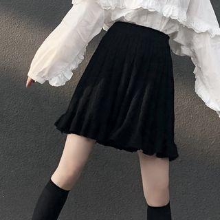 Pleated A-line Skirt Black - One Size