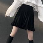 Pleated A-line Skirt Black - One Size