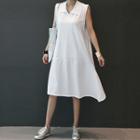 Sleeveless Half-placket Midi Dress