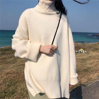 Oversized Plain Turtle-neck Sweater
