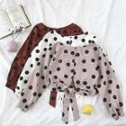 Polka Dot Single-breasted Long-sleeve Top