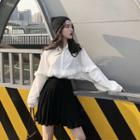 Long-sleeved Blouse / A-line Knit Skirt