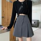 Irregular High-waist A-line Pleated Mini Skirt