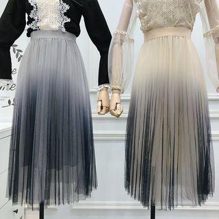 Gradient A-line Mesh Skirt