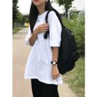 Elbow-sleeve Loose-fit Colored T-shirt