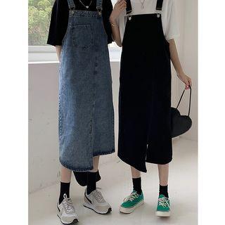 Irregular Denim Midi Overall Dress