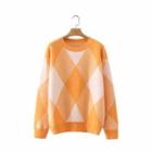 Plaid Sweater Orange - One Size