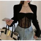 Lace Strapless Top / Long-sleeve Crop Top