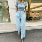 Puff-sleeve Ruched Jumpsuit One Size