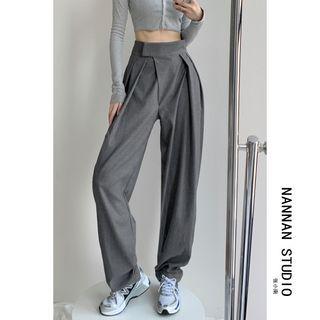 Adhesive Tabs-waist Loose-fit Dress Pants