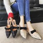 Plaid Bow Pointed Flats