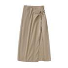 Cutout Slit Midi A-line Skirt