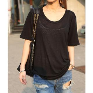 Round-neck Linen Blend T-shirt